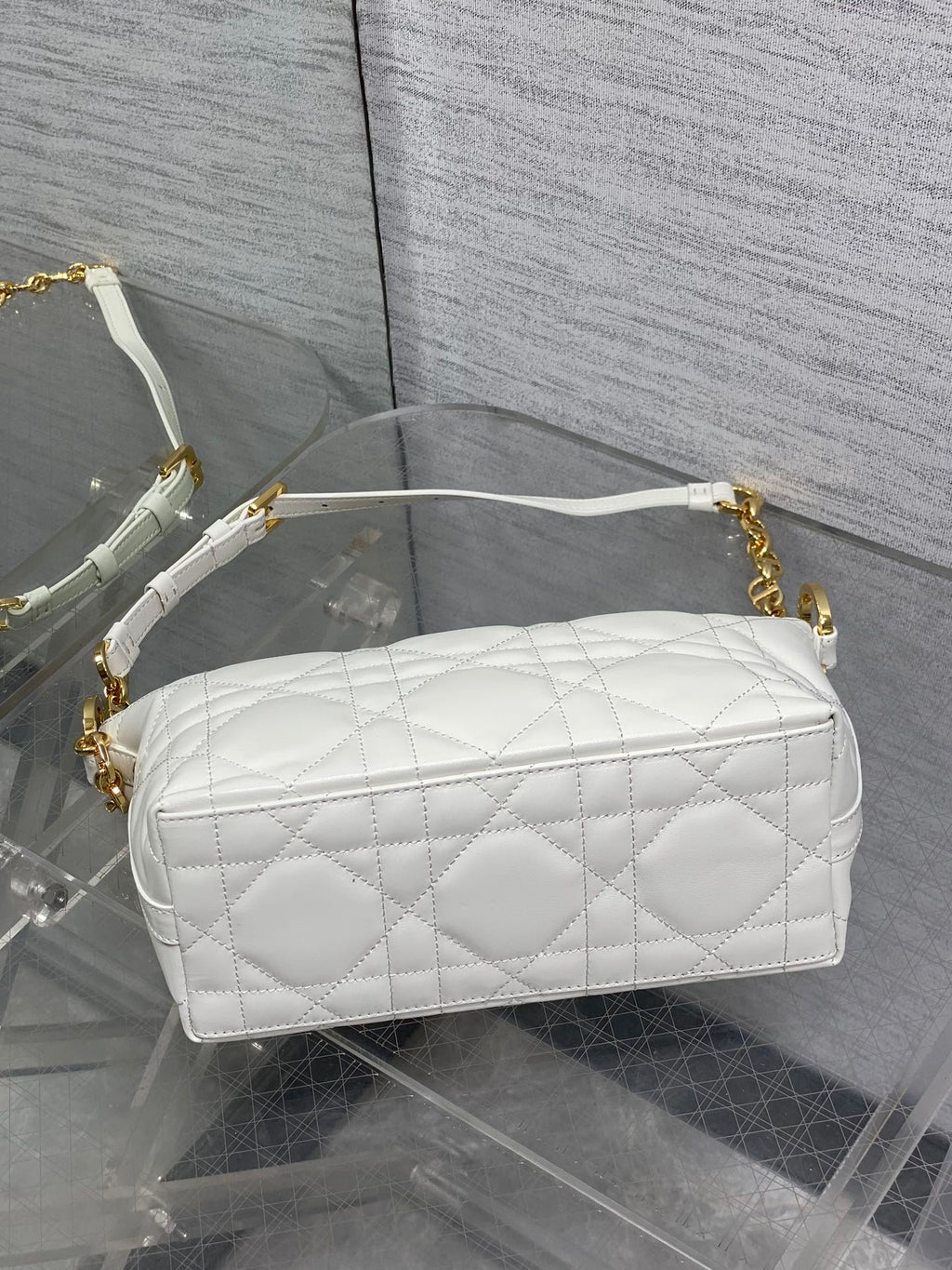 Diorstar Hobo Bag with Chain -S3202 - Beige Macrocannage Lambskin - Default Title - View 8