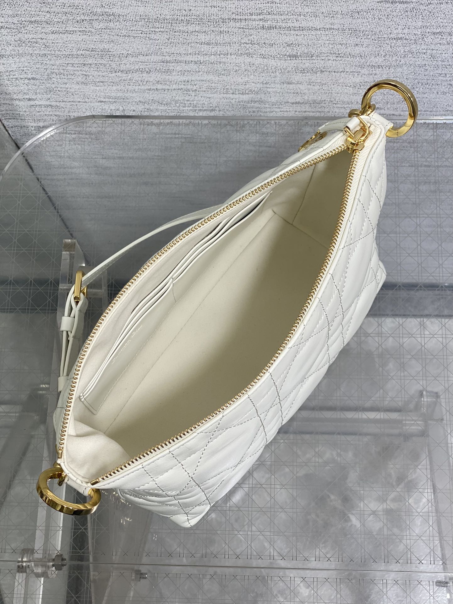 Diorstar Hobo Bag with Chain -S3202 - Beige Macrocannage Lambskin - Default Title - View 9