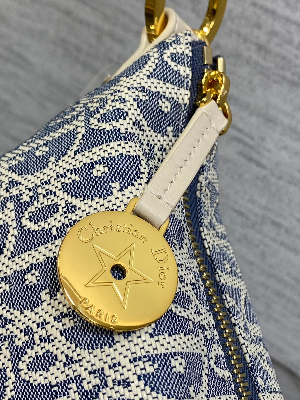 Diorstar Hobo Bag with Chain -S3202 - White Blue Dior Oblique Jacquard - Default Title - View 4