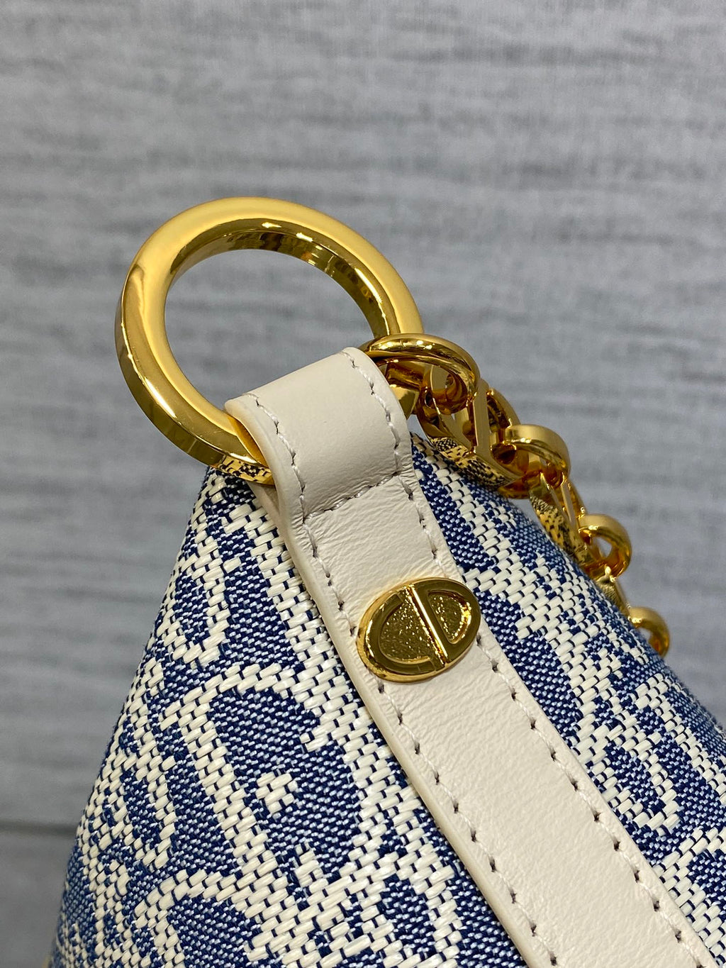 Diorstar Hobo Bag with Chain -S3202 - White Blue Dior Oblique Jacquard - Default Title - View 6