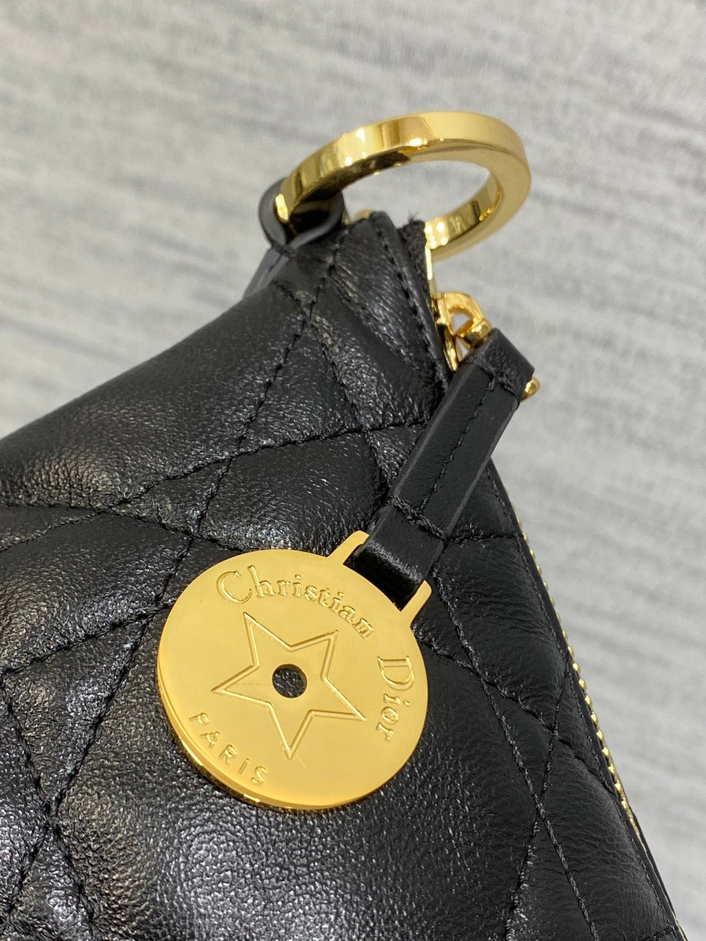 Diorstar Hobo Bag with Chain -S3202 - Black Macrocannage Lambskin - Default Title - View 4
