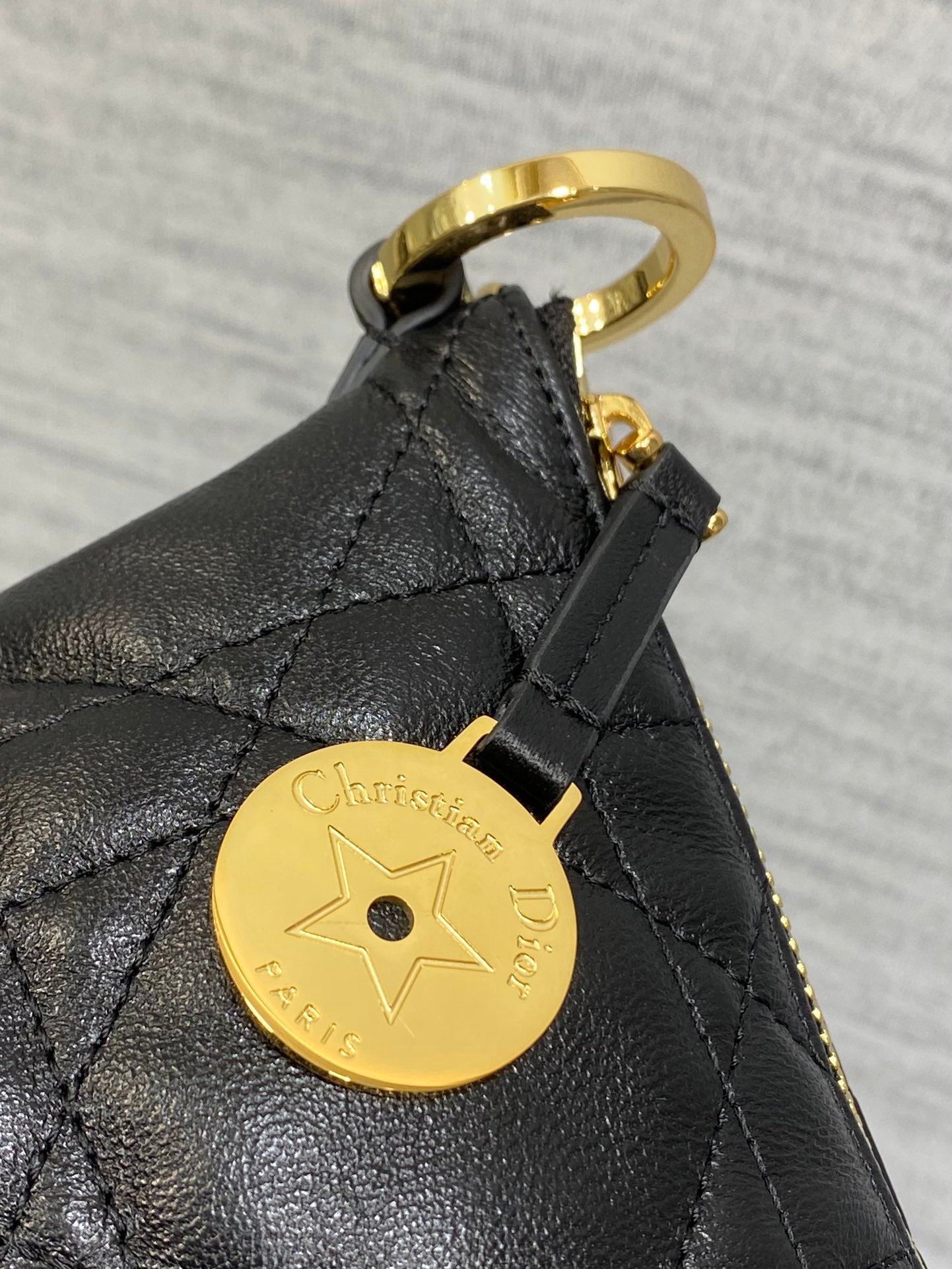 Diorstar Hobo Bag with Chain -S3202 - Black Macrocannage Lambskin - Default Title - View 4