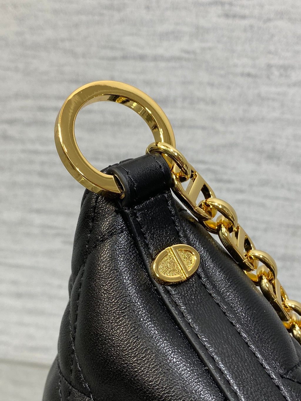 Diorstar Hobo Bag with Chain -S3202 - Black Macrocannage Lambskin - Default Title - View 6