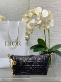 Diorstar Hobo Bag with Chain -S3202 - Black Macrocannage Crinkled Calfskin - Default Title - View 1