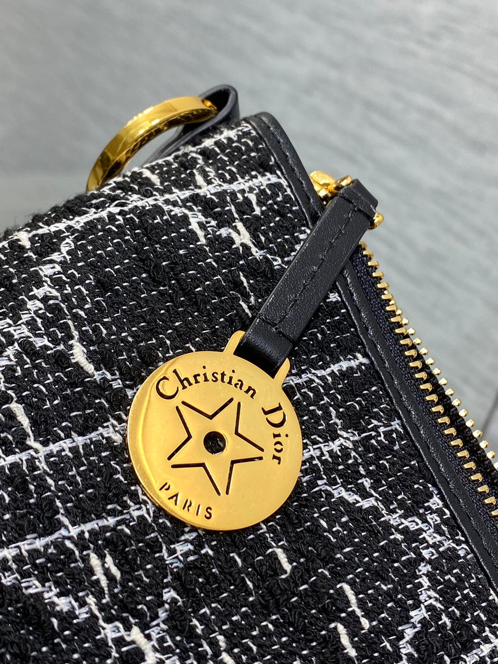 Diorstar Hobo Bag with Chain -S3202 - Black Caro Tweed - Default Title - View 4