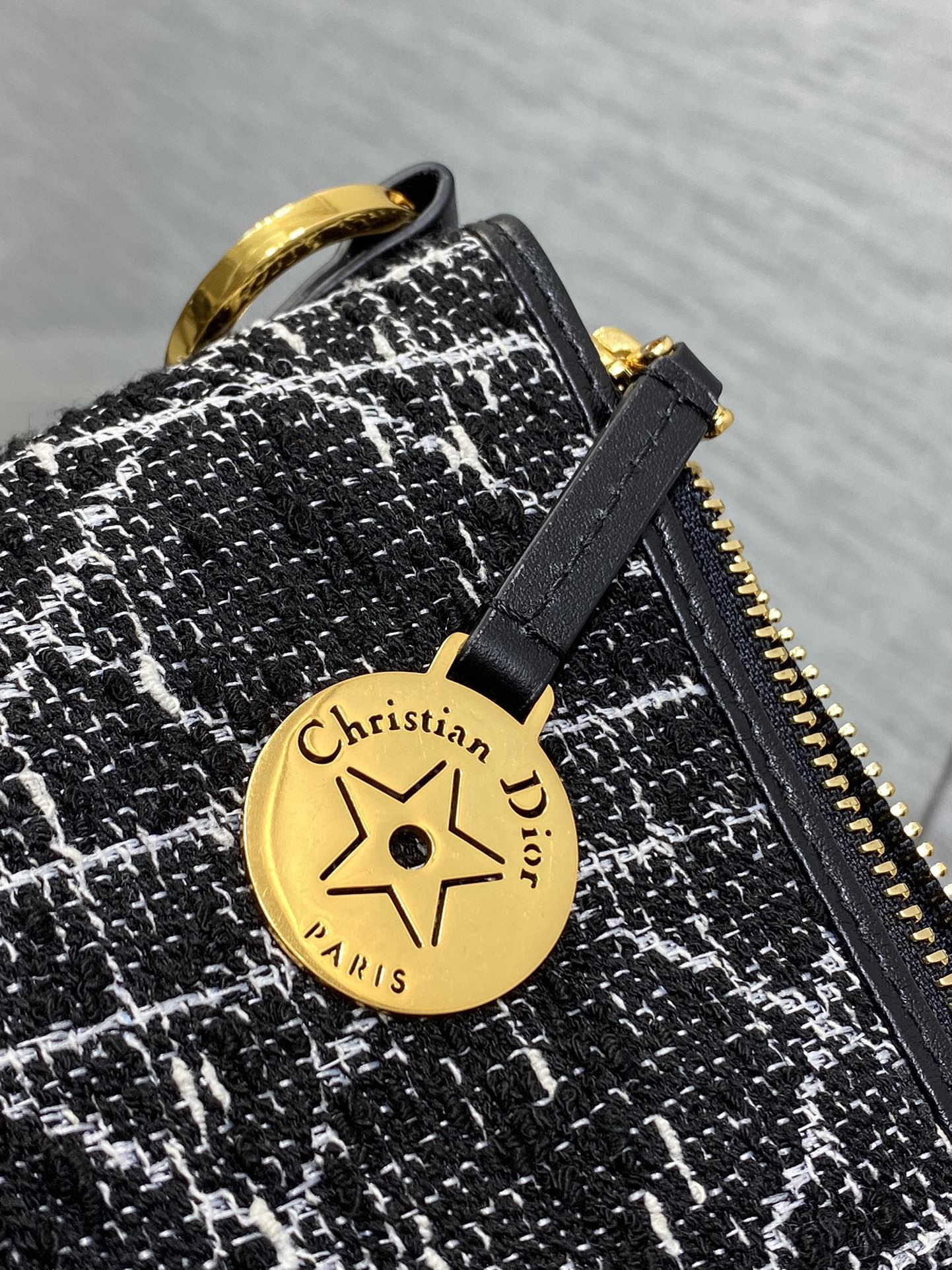 Diorstar Hobo Bag with Chain -S3202 - Black Caro Tweed - Default Title - View 4