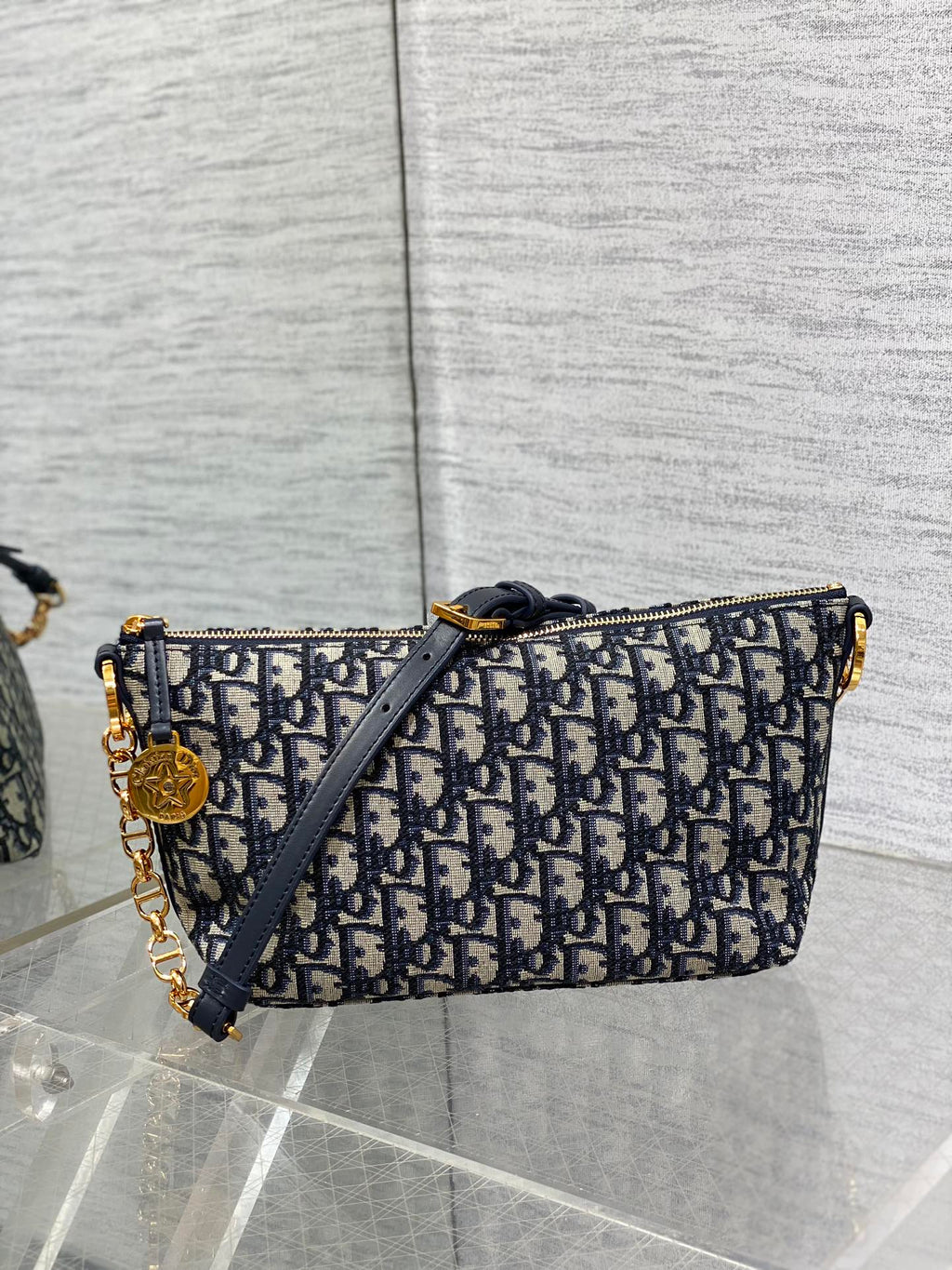 Diorstar Hobo Bag with Chain -S3202 - Blue Dior Oblique Jacquard - Default Title - View 2