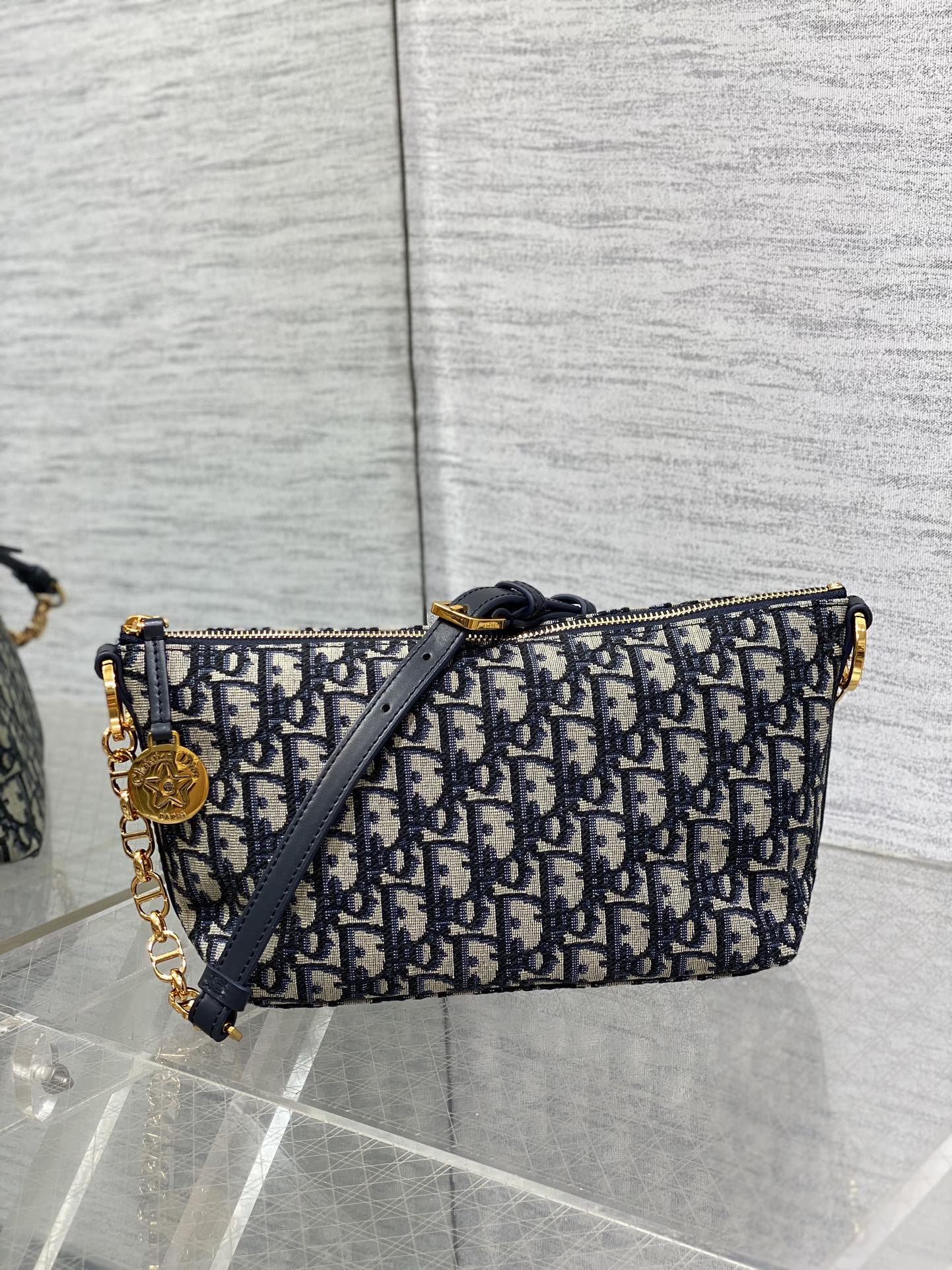 Diorstar Hobo Bag with Chain -S3202 - Blue Dior Oblique Jacquard - Default Title - View 2