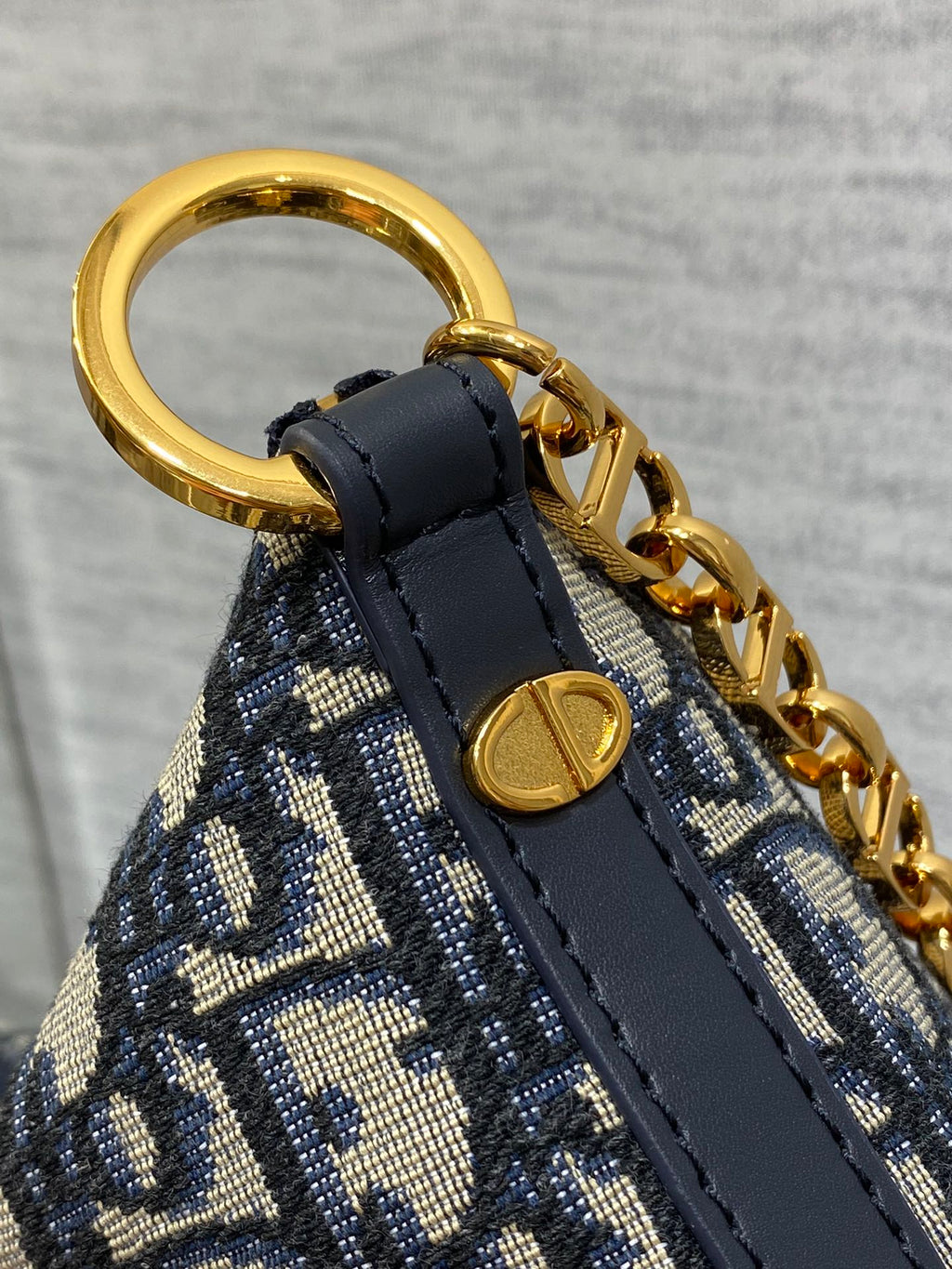 Diorstar Hobo Bag with Chain -S3202 - Blue Dior Oblique Jacquard - Default Title - View 6