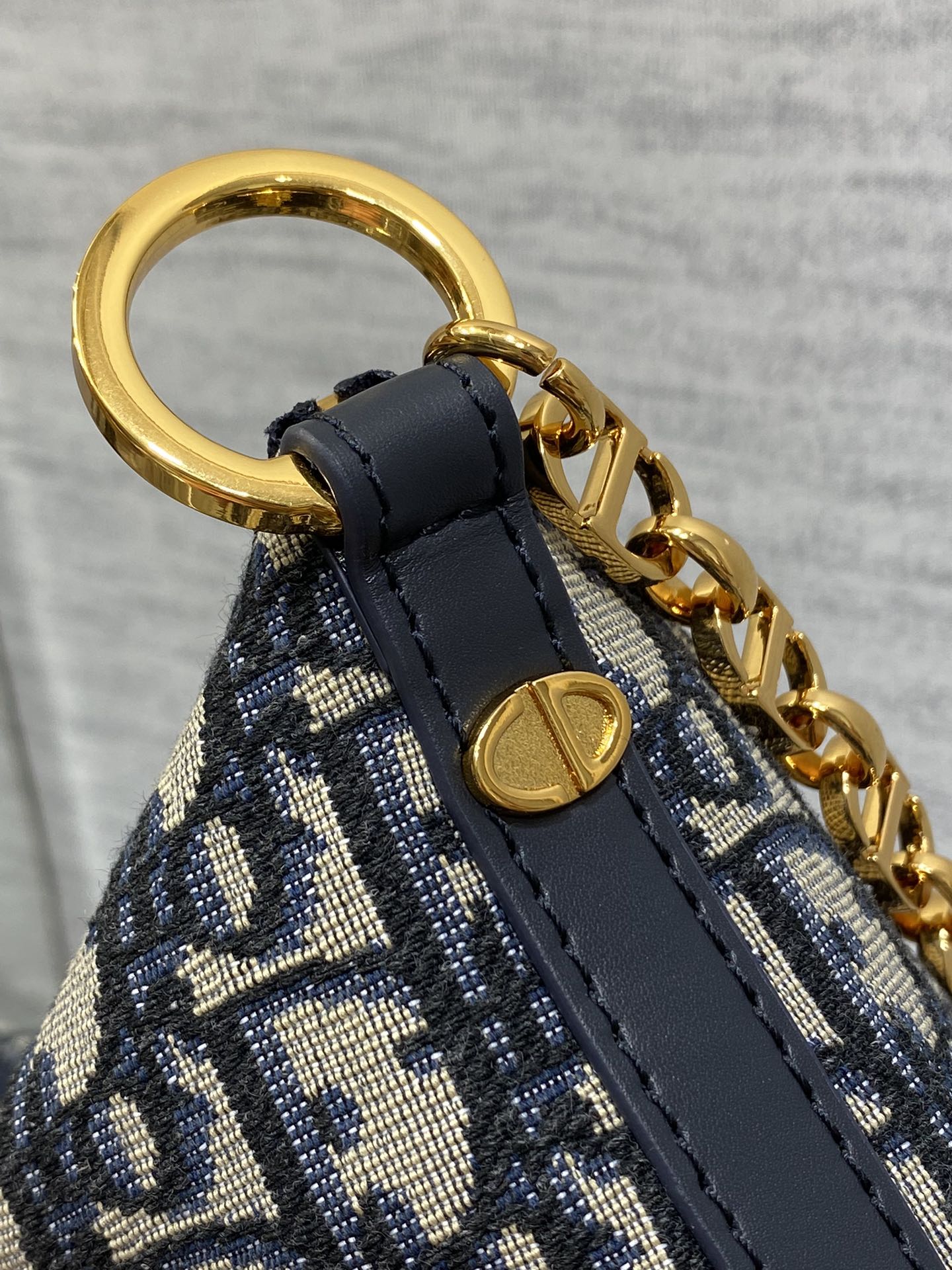 Diorstar Hobo Bag with Chain -S3202 - Blue Dior Oblique Jacquard - Default Title - View 6