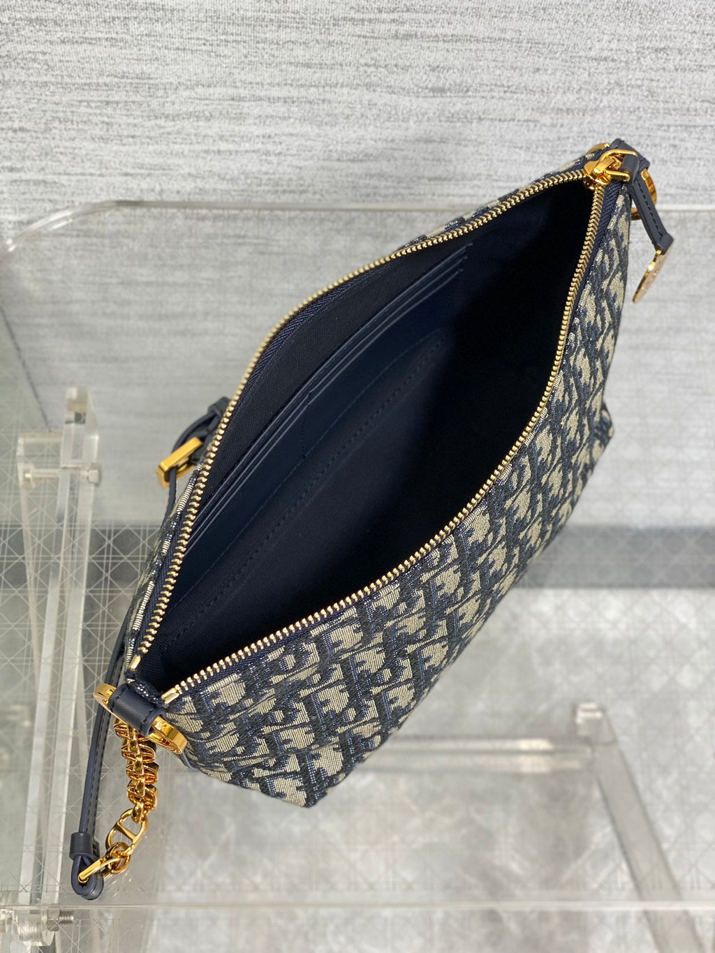 Diorstar Hobo Bag with Chain -S3202 - Blue Dior Oblique Jacquard - Default Title - View 9