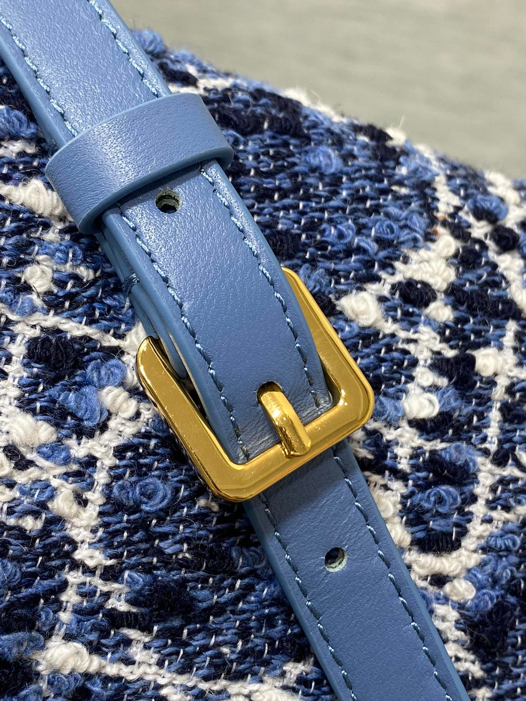 Diorstar Hobo Bag with Chain -S3202 - Blue Caro Tweed - Default Title - View 7