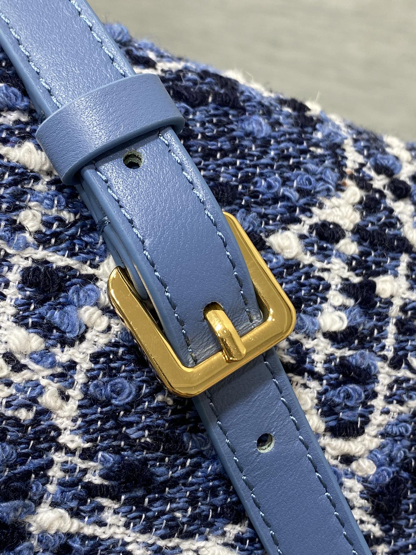 Diorstar Hobo Bag with Chain -S3202 - Blue Caro Tweed - Default Title - View 7