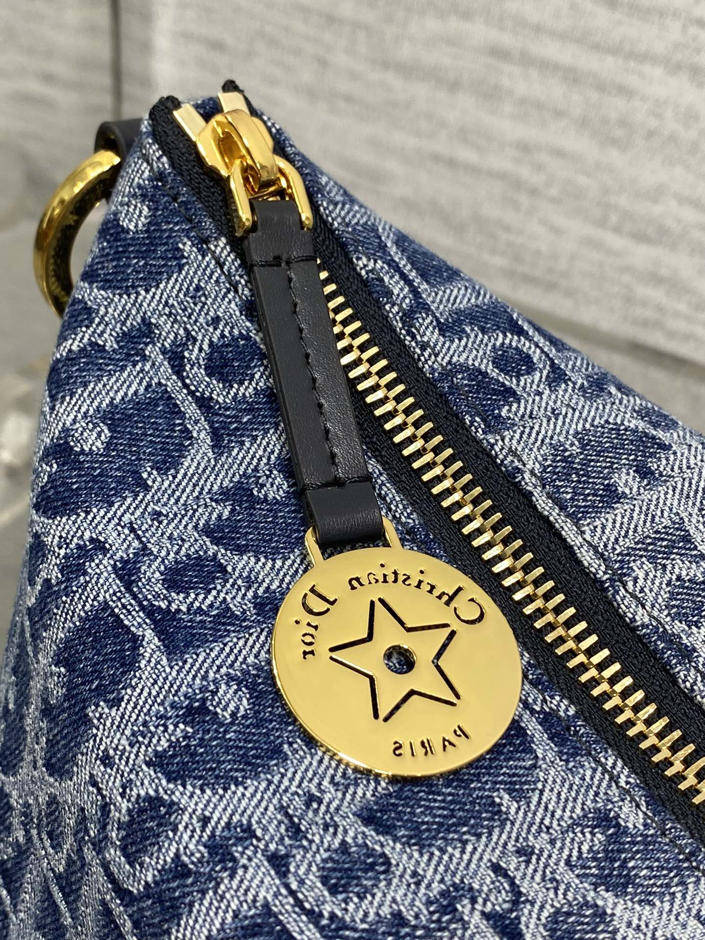 Diorstar Hobo Bag with Chain -S3202 - Blue Denim Oblique Jacquard - Default Title - View 4