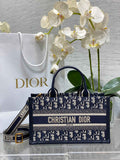 East-West Dior Book Tote with strap M1326 Blue Dior Oblique Embroidery