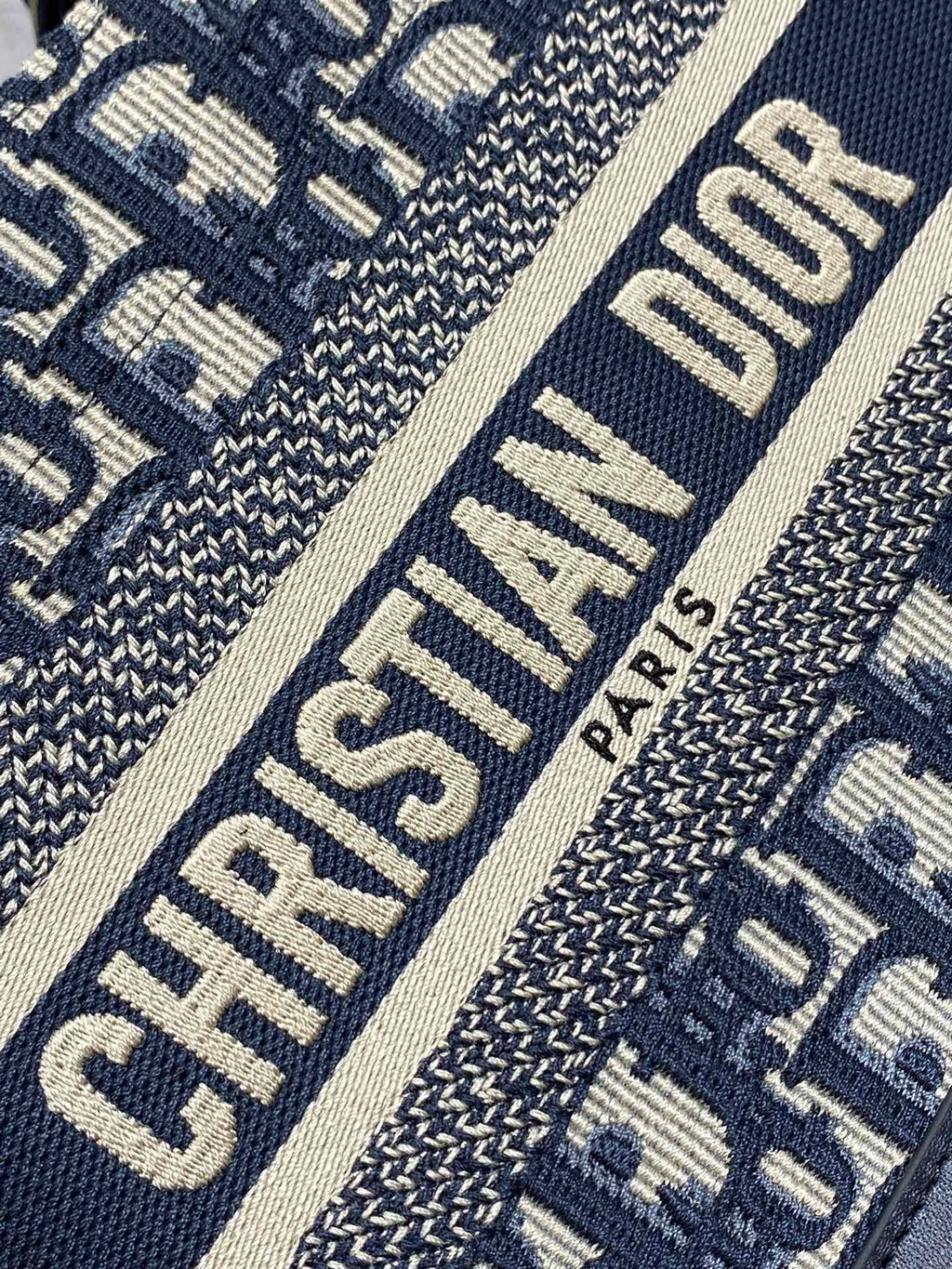 East-West Dior Book Tote with strap M1326 Blue Dior Oblique Embroidery