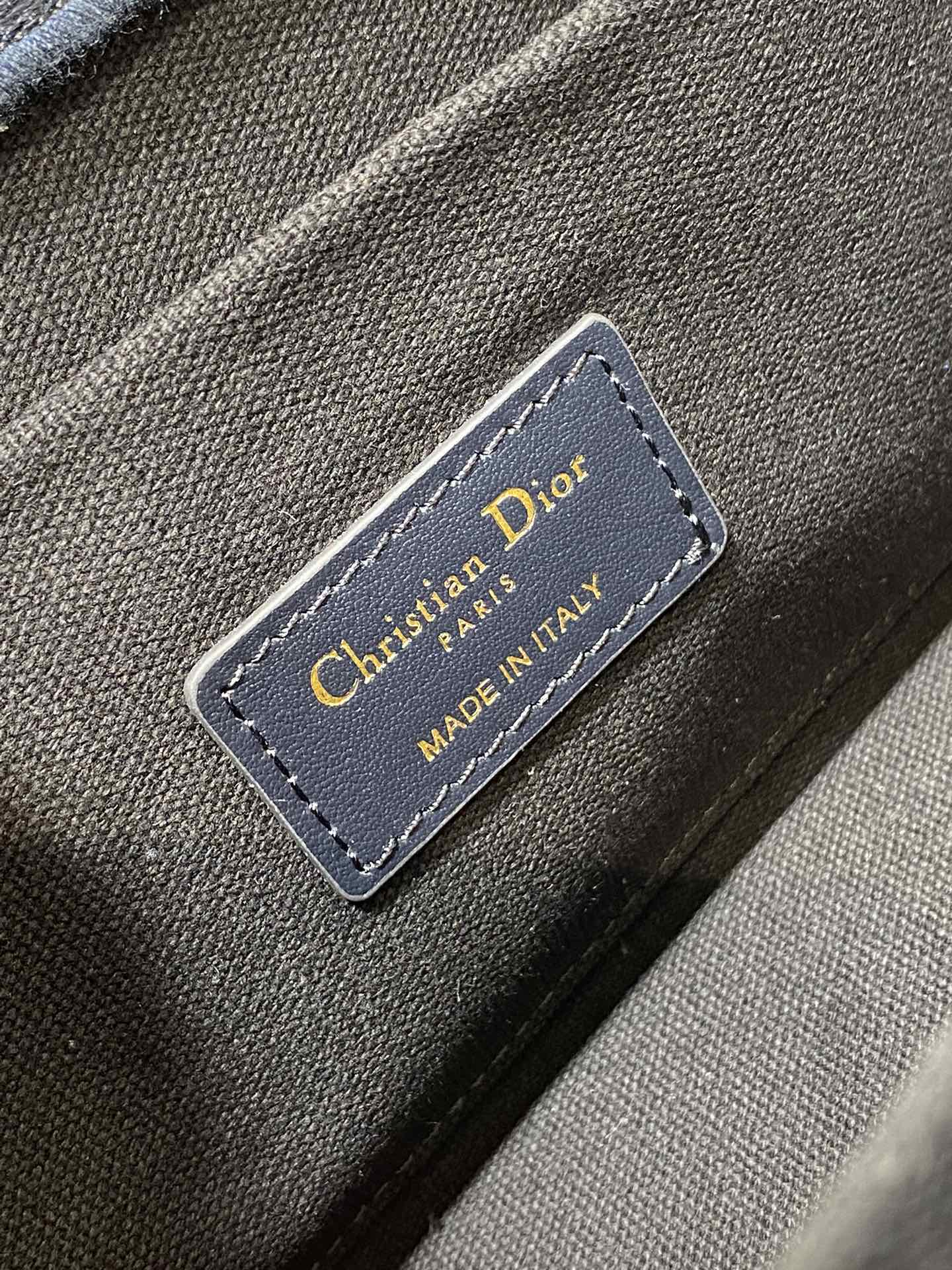 East-West Dior Book Tote with strap M1326 Blue Dior Oblique Embroidery