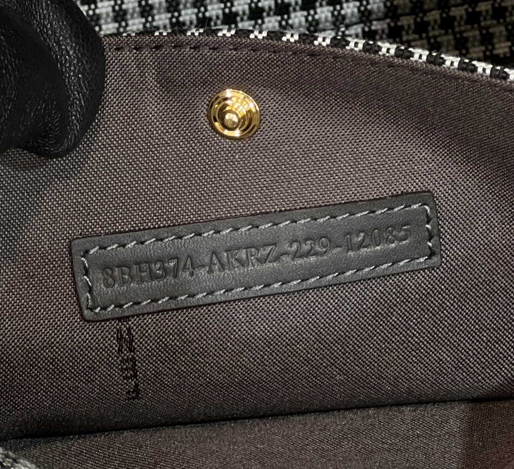 Fendi 8BH374 X-Tote Gray houndstooth wool shopper with FF embroidery - Default Title - View 9