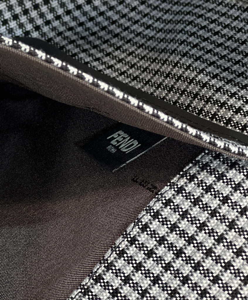 Fendi 8BH374 X-Tote Gray houndstooth wool shopper with FF embroidery - Default Title - View 10