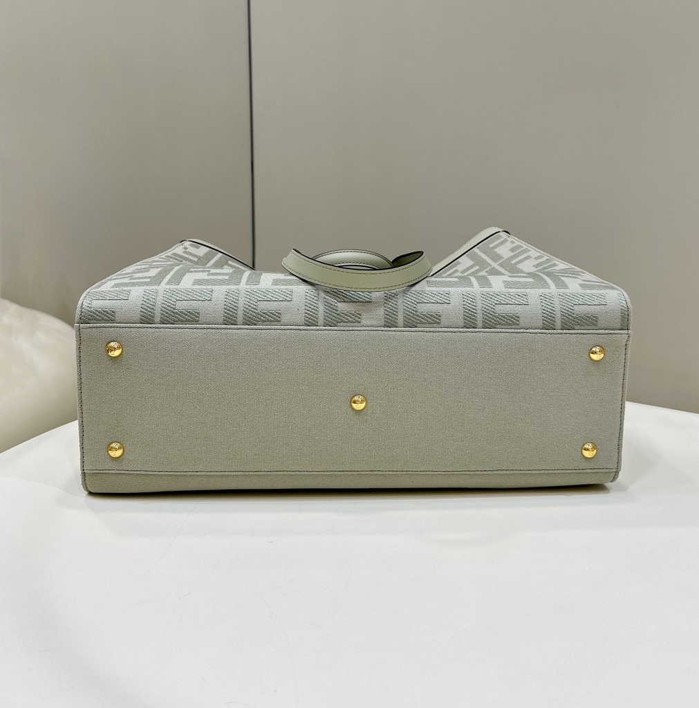 Fendi 8BH374 X-Tote Light green canvas shopper with FF embroidery - Default Title - View 4