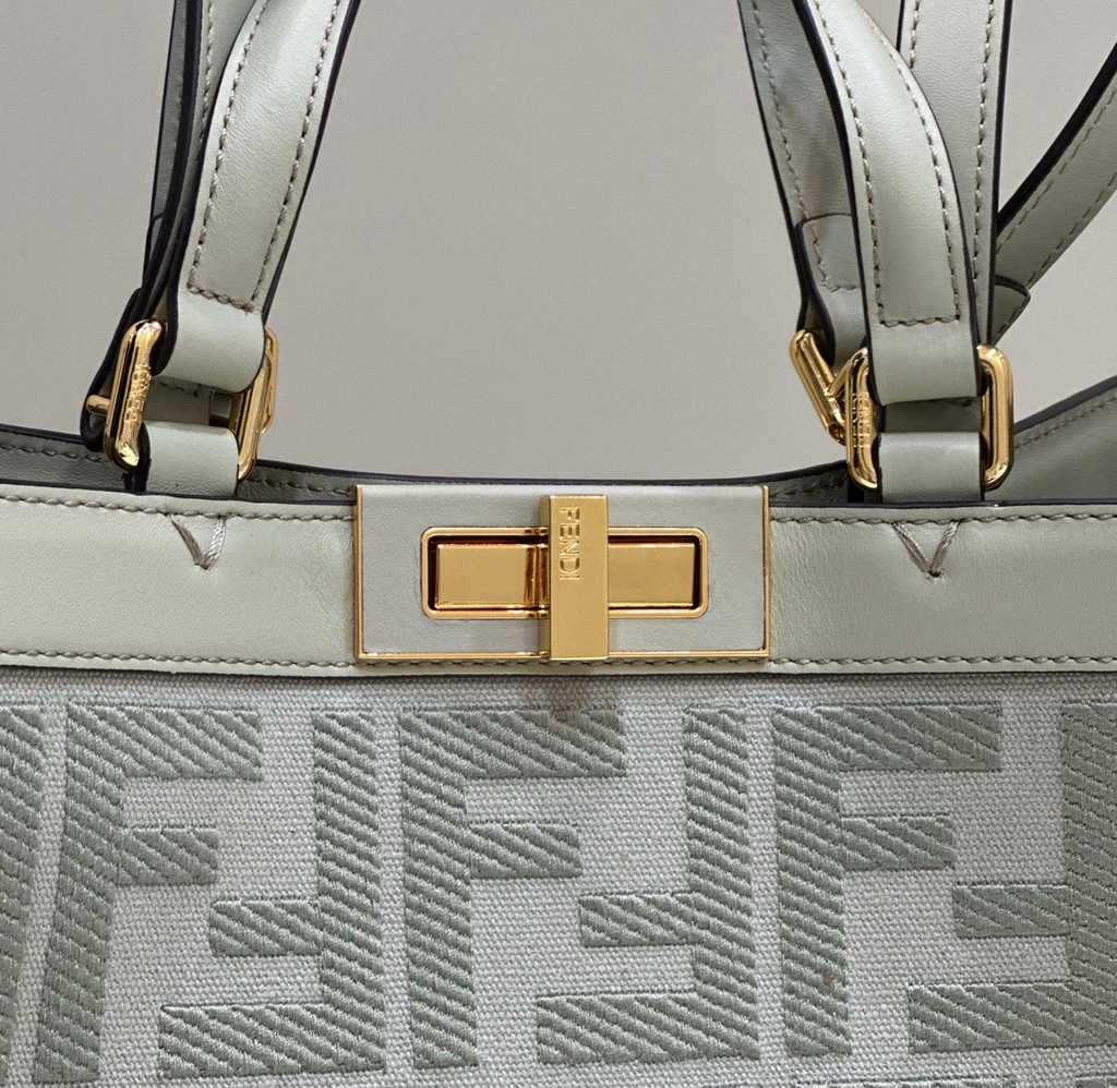 Fendi 8BH374 X-Tote Light green canvas shopper with FF embroidery - Default Title - View 5