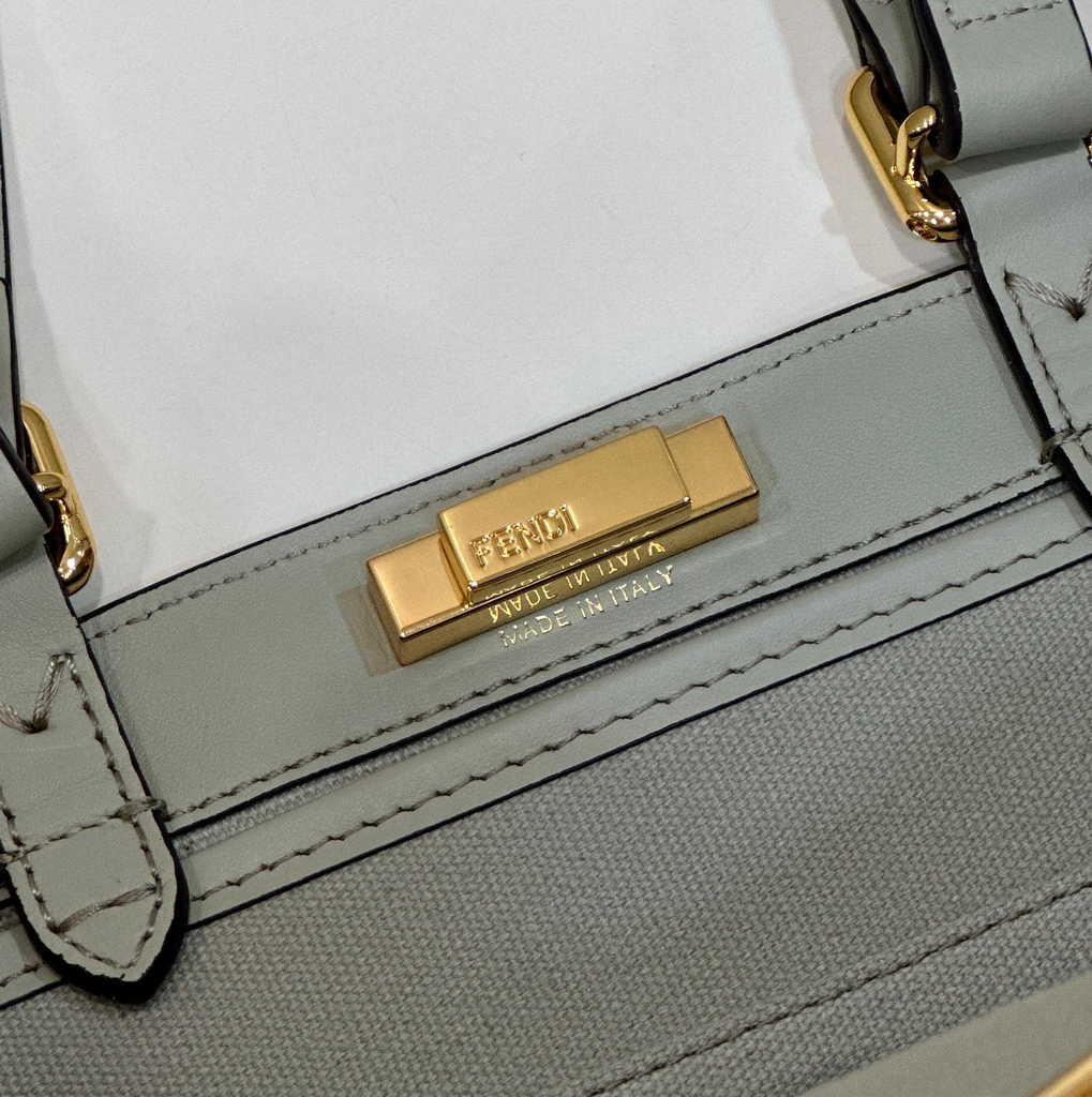 Fendi 8BH374 X-Tote Light green canvas shopper with FF embroidery - Default Title - View 6
