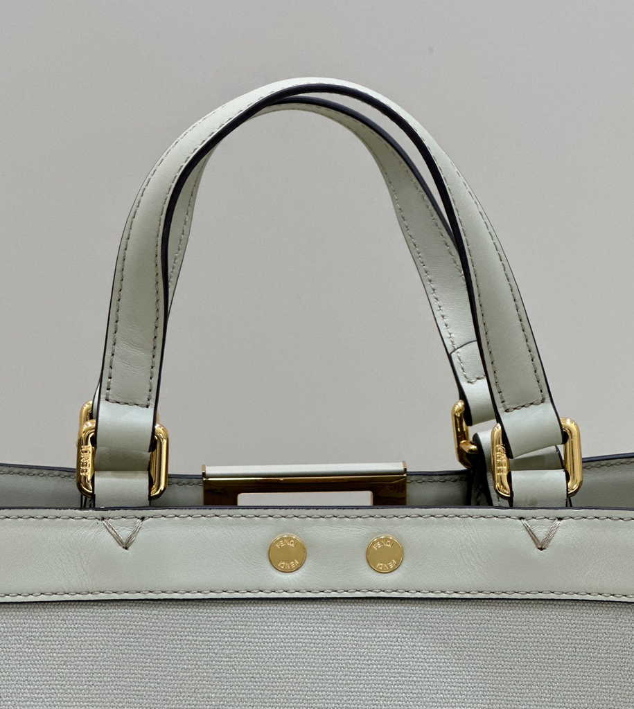 Fendi 8BH374 X-Tote Light green canvas shopper with FF embroidery - Default Title - View 8