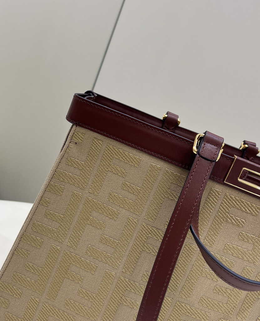 Fendi 8BH374 X-Tote Beige canvas bag with FF embroidery - Default Title - View 4