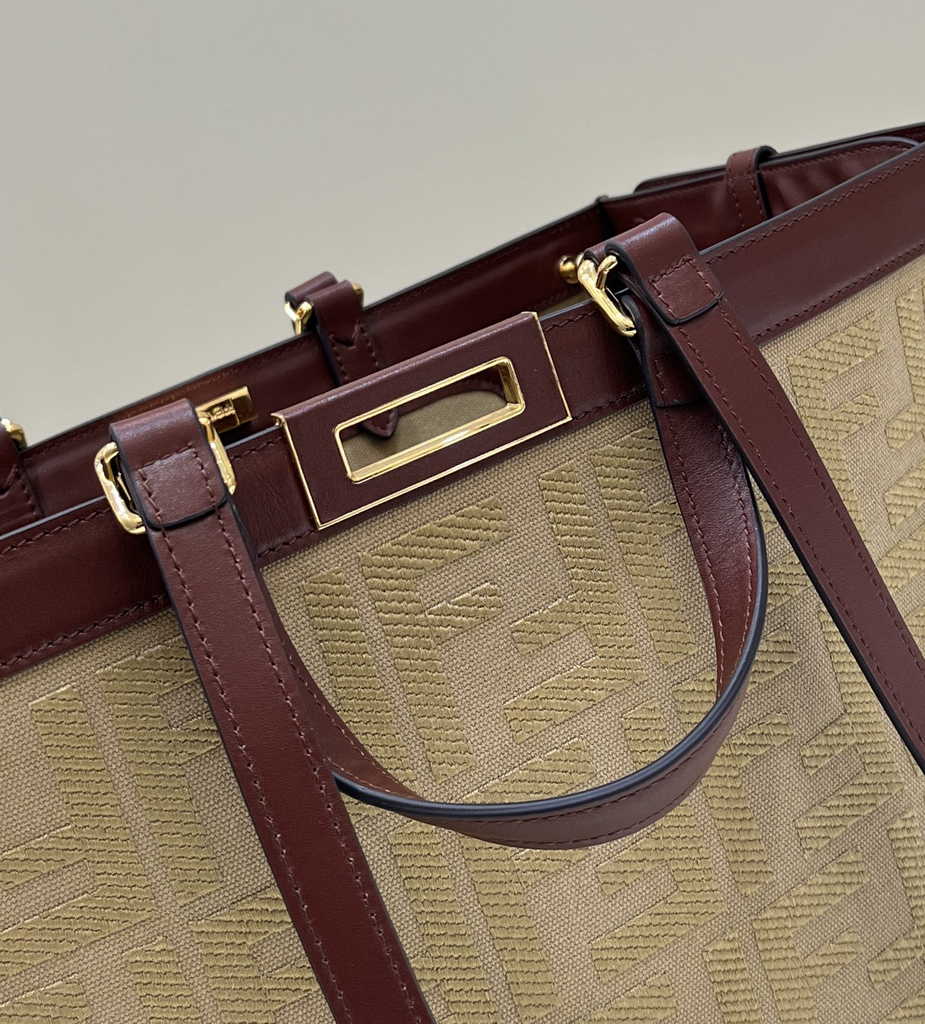 Fendi 8BH374 X-Tote Beige canvas bag with FF embroidery - Default Title - View 5