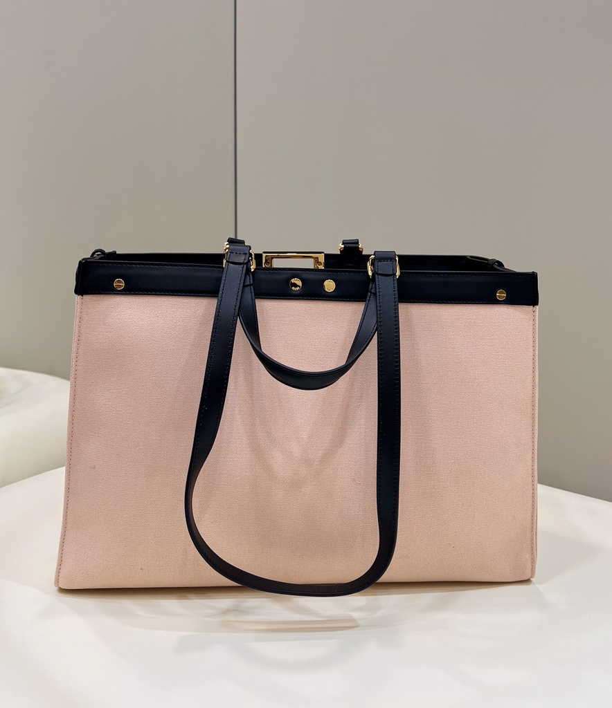 Fendi 8BH374 X-Tote Pink canvas shopper with FF embroidery - Default Title - View 2