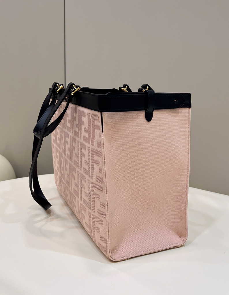 Fendi 8BH374 X-Tote Pink canvas shopper with FF embroidery - Default Title - View 4