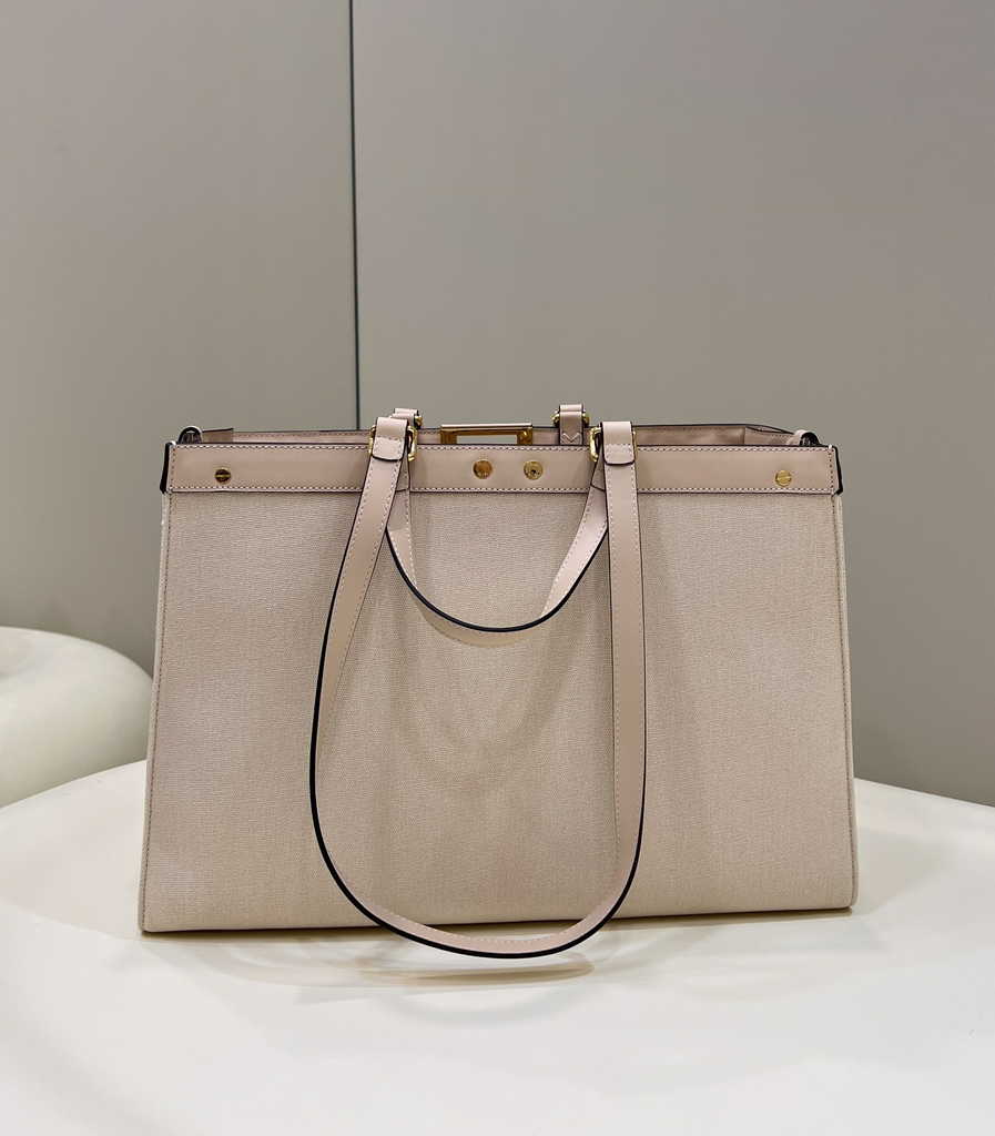 Fendi 8BH374 X-Tote Pink canvas bag with FF embroidery - Default Title - View 2
