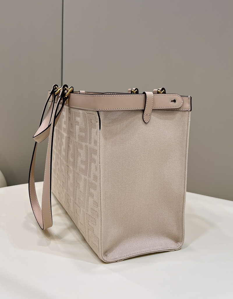 Fendi 8BH374 X-Tote Pink canvas bag with FF embroidery - Default Title - View 3