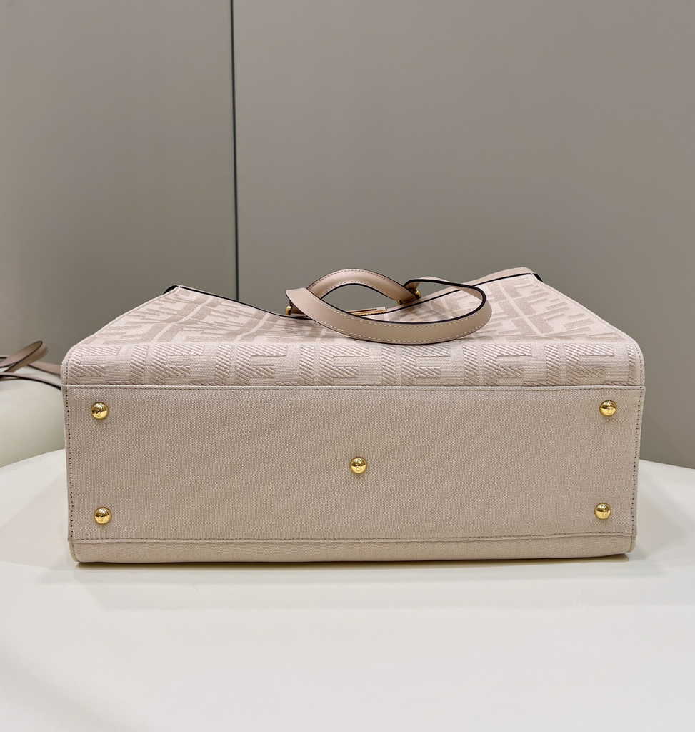 Fendi 8BH374 X-Tote Pink canvas bag with FF embroidery - Default Title - View 4