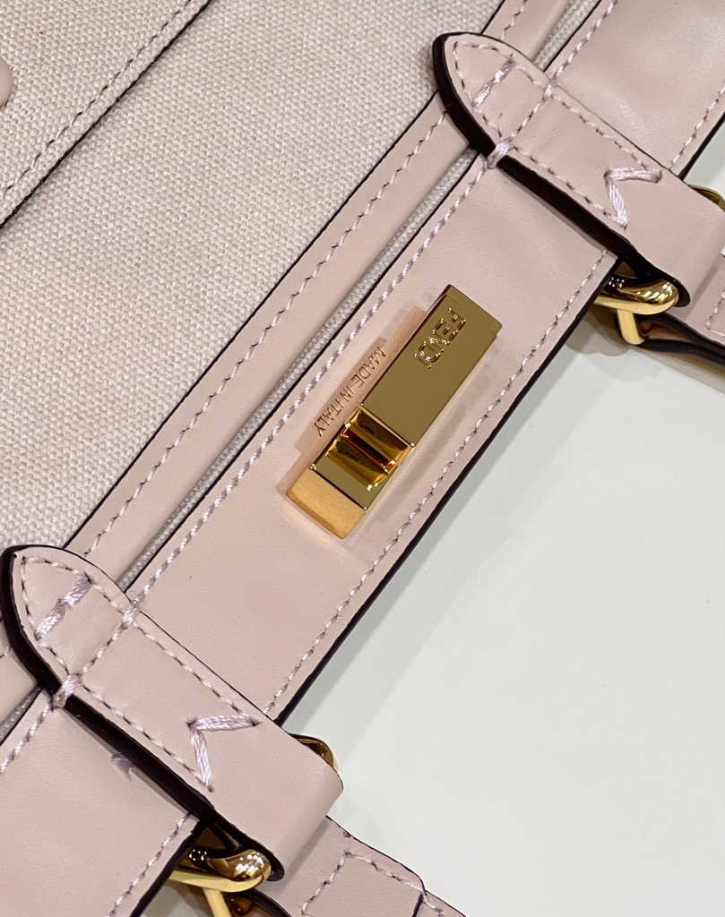 Fendi 8BH374 X-Tote Pink canvas bag with FF embroidery - Default Title - View 8