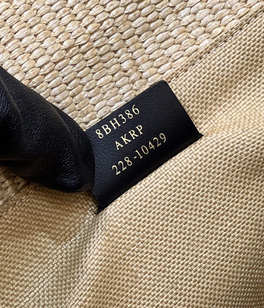 Fendi 8BH386 Sunshine Medium Beige and black straw shopper - Default Title - View 8