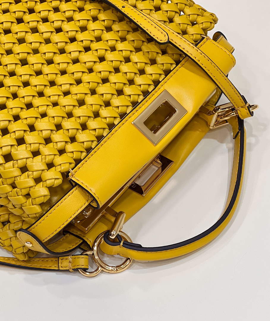 Fendi 8BN244 Peekaboo Mini bag Leather Yellow - 18 cm × 11 cm × 23 cm / Yellow - View 6