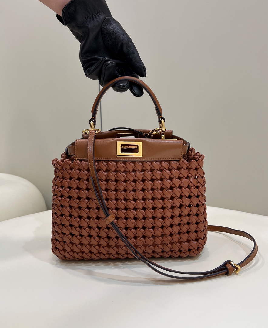 Fendi 8BN244 Peekaboo Mini bag Leather Bronw - 18 cm × 11 cm × 23 cm / Bronw - View 1
