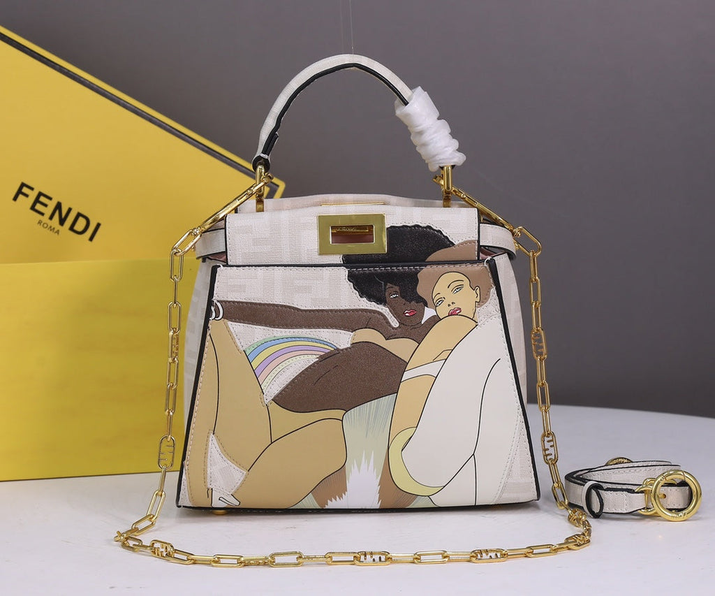 Fendi 8BN244 Peekaboo Mini Selleria Bag Beige - 18 cm × 11 cm × 23 cm / Beige - View 1