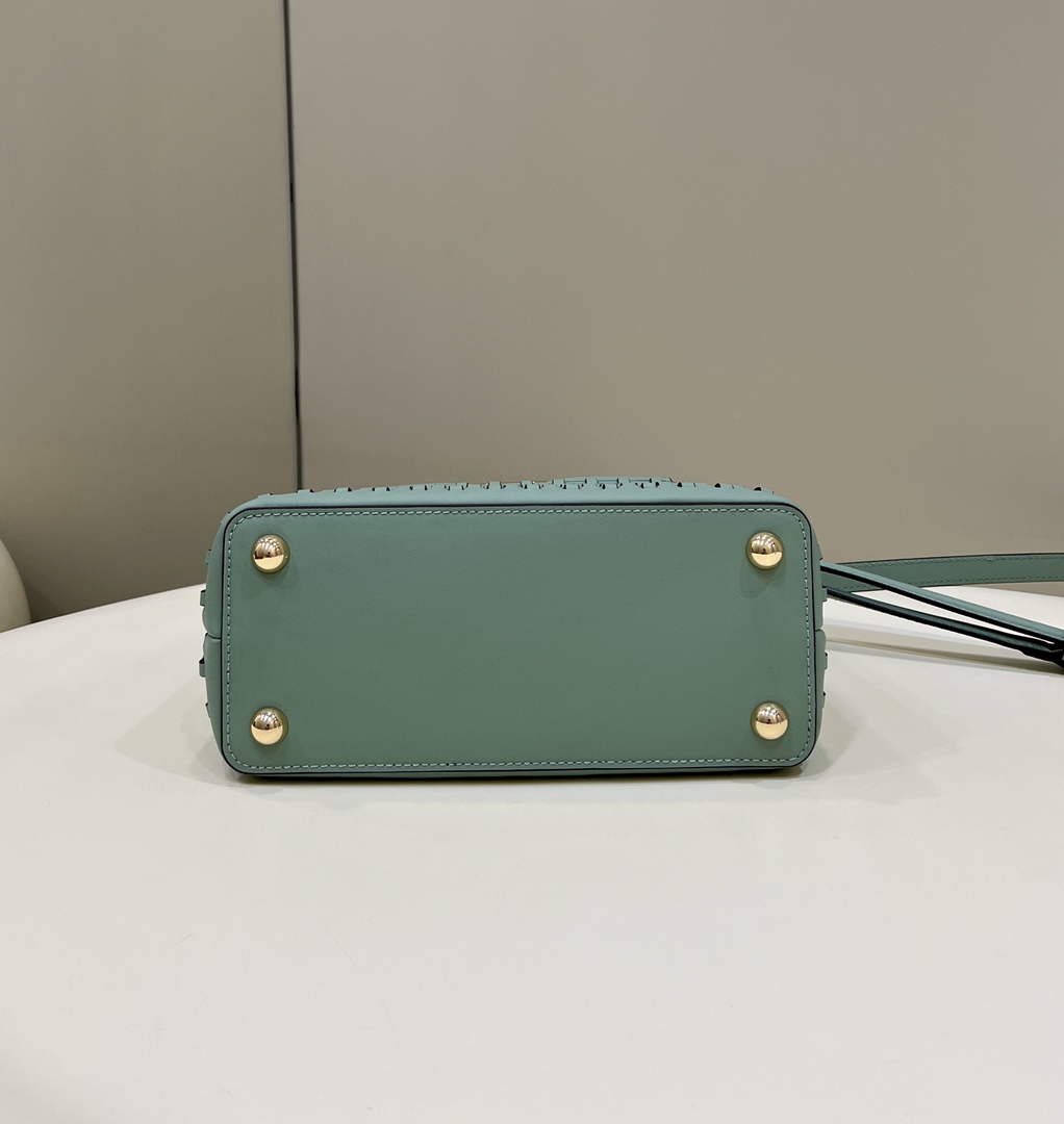 Fendi 8BN244 Peekaboo Mini Mint green leather interlace bag - 18 cm × 11 cm × 23 cm / Green - View 4