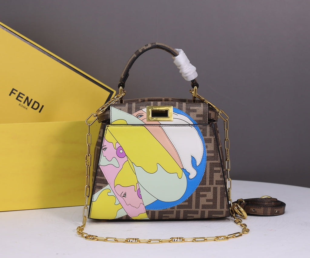 Fendi 8BN244 Peekaboo Mini Selleria Bag Brown - 18 cm × 11 cm × 23 cm / Brown - View 2