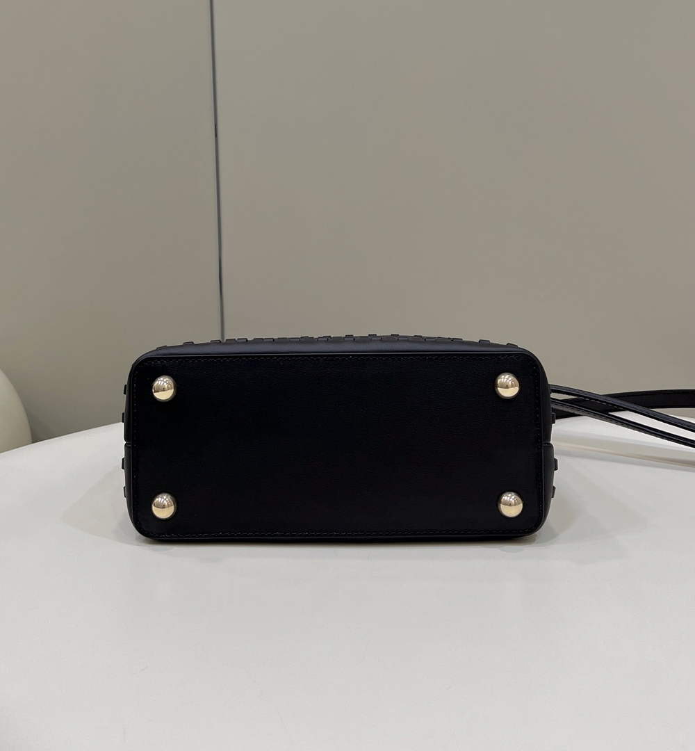 Fendi 8BN244 Peekaboo Mini Mint black leather interlace bag - 18 cm × 11 cm × 23 cm / black - View 4