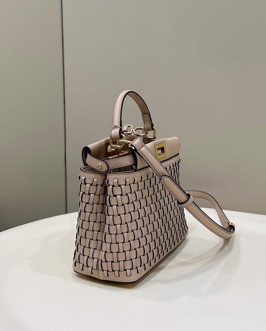 Fendi 8BN244 Peekaboo Mini Mint light pink leather interlace bag - 18 cm × 11 cm × 23 cm / light pink - View 2