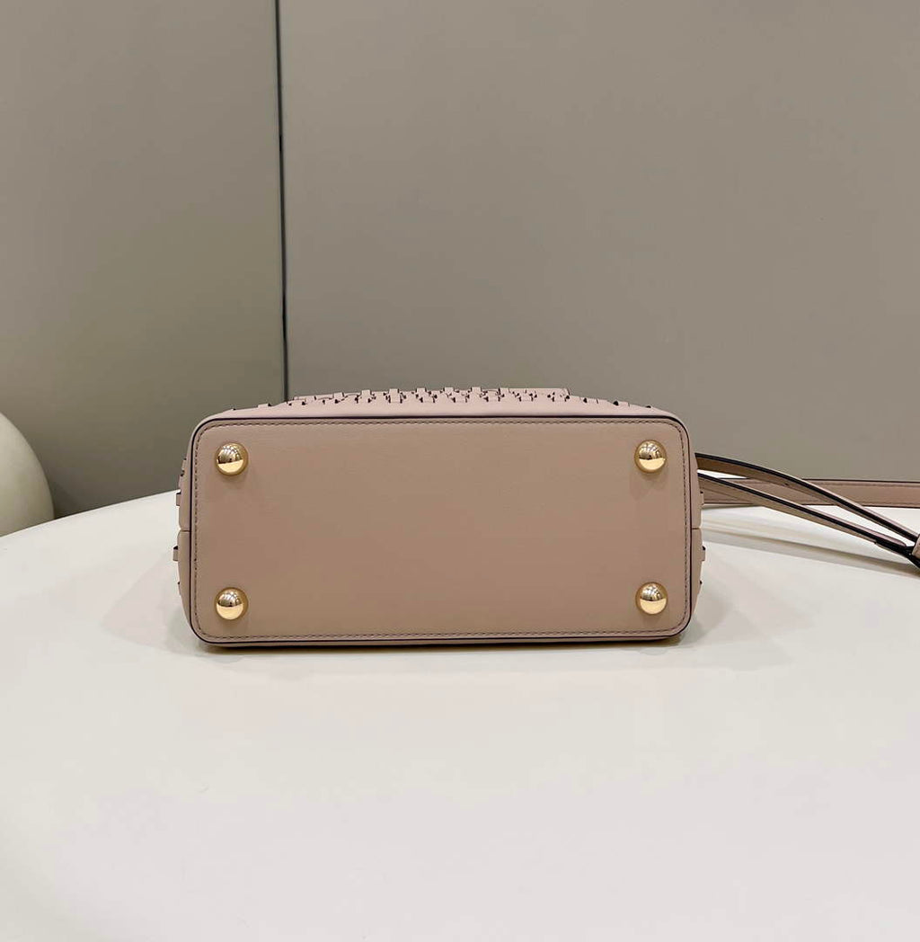 Fendi 8BN244 Peekaboo Mini Mint light pink leather interlace bag - 18 cm × 11 cm × 23 cm / light pink - View 4