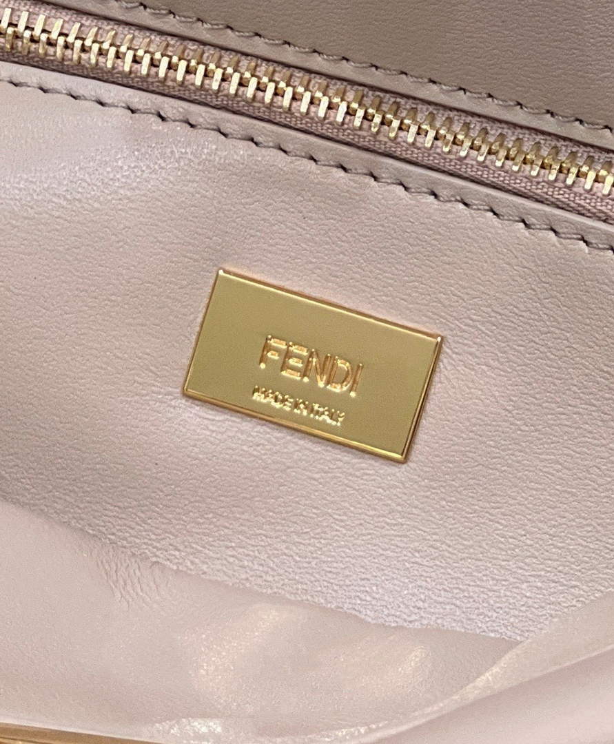 Fendi 8BN244 Peekaboo Mini Mint light pink leather interlace bag - 18 cm × 11 cm × 23 cm / light pink - View 6