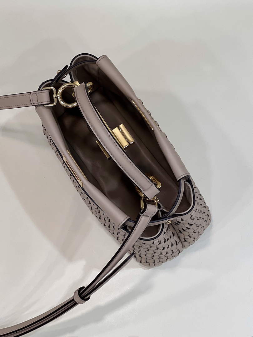 Fendi 8BN244 Peekaboo Mini Mint light pink leather interlace bag - 18 cm × 11 cm × 23 cm / light pink - View 9