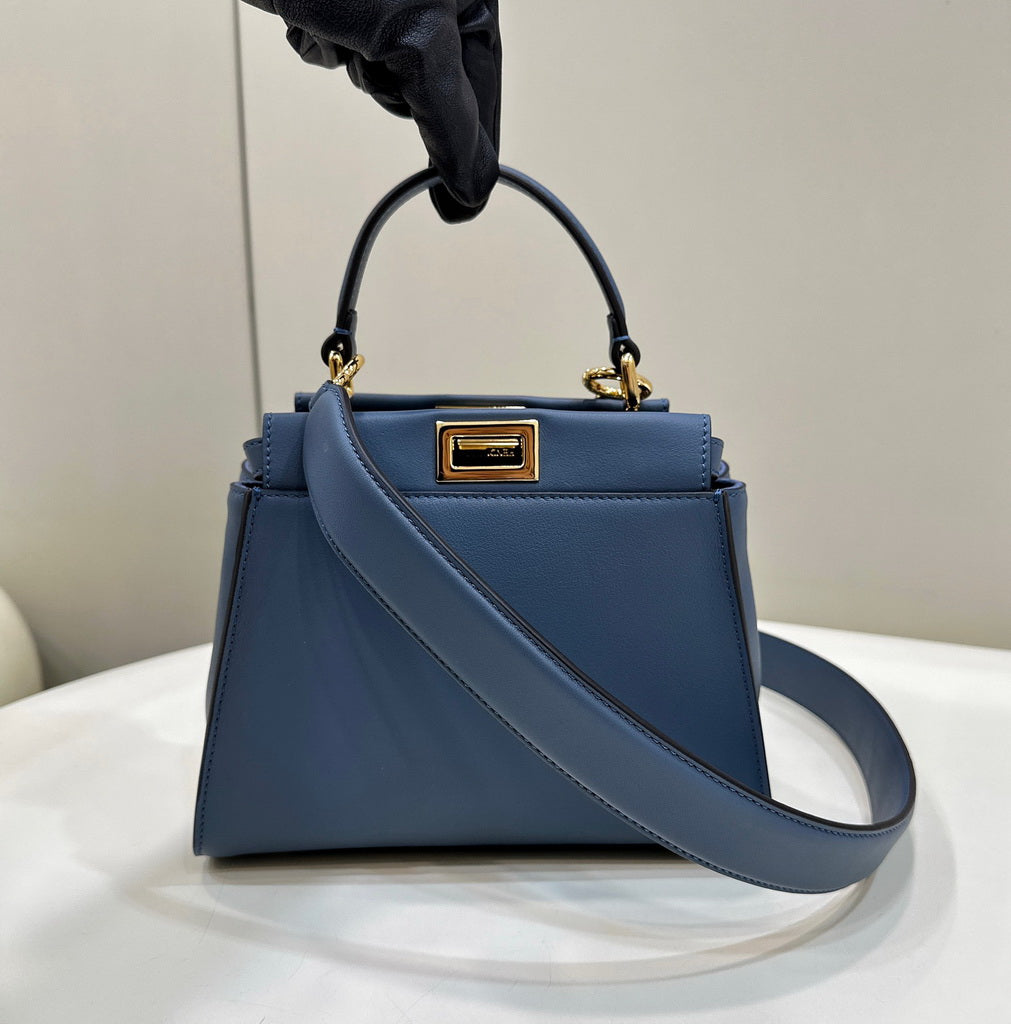 Fendi 8BN244 Peekaboo Mini Blue leather bag 2125CS - Default Title - View 1