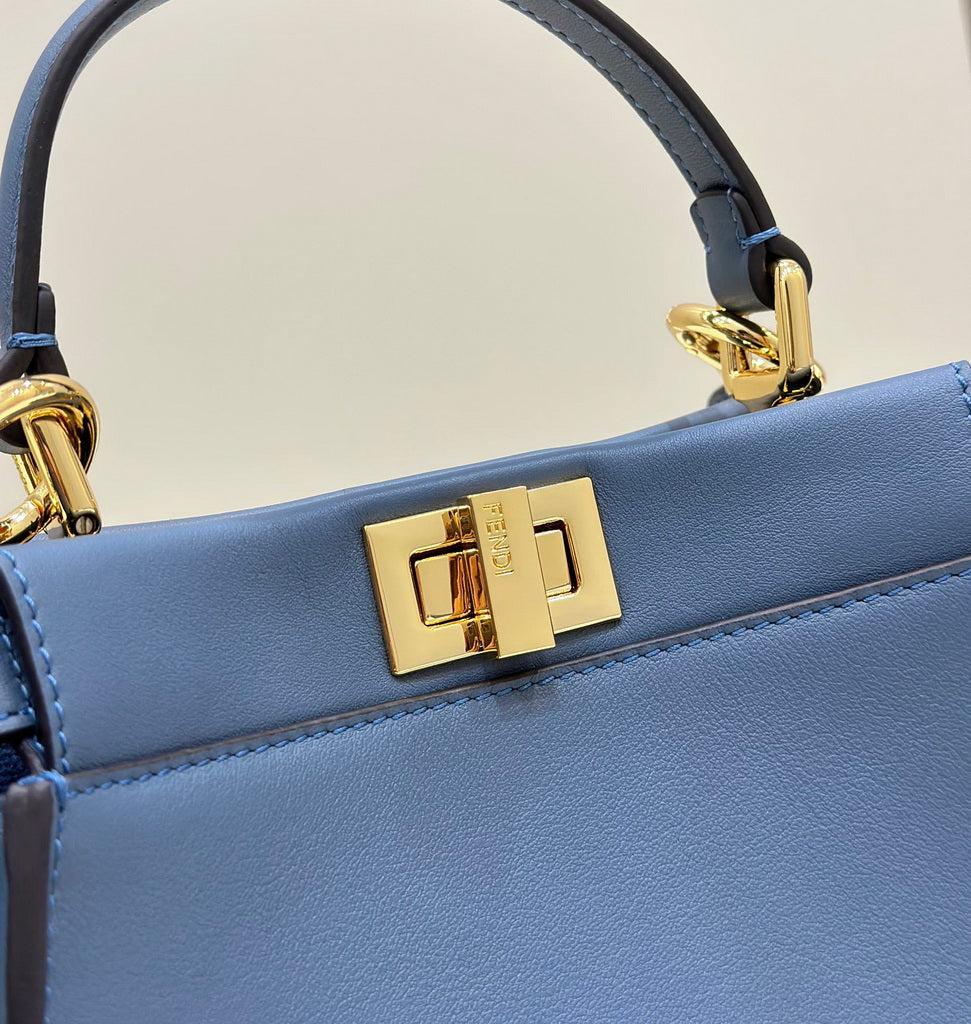 Fendi 8BN244 Peekaboo Mini Blue leather bag 2125CS - Default Title - View 6