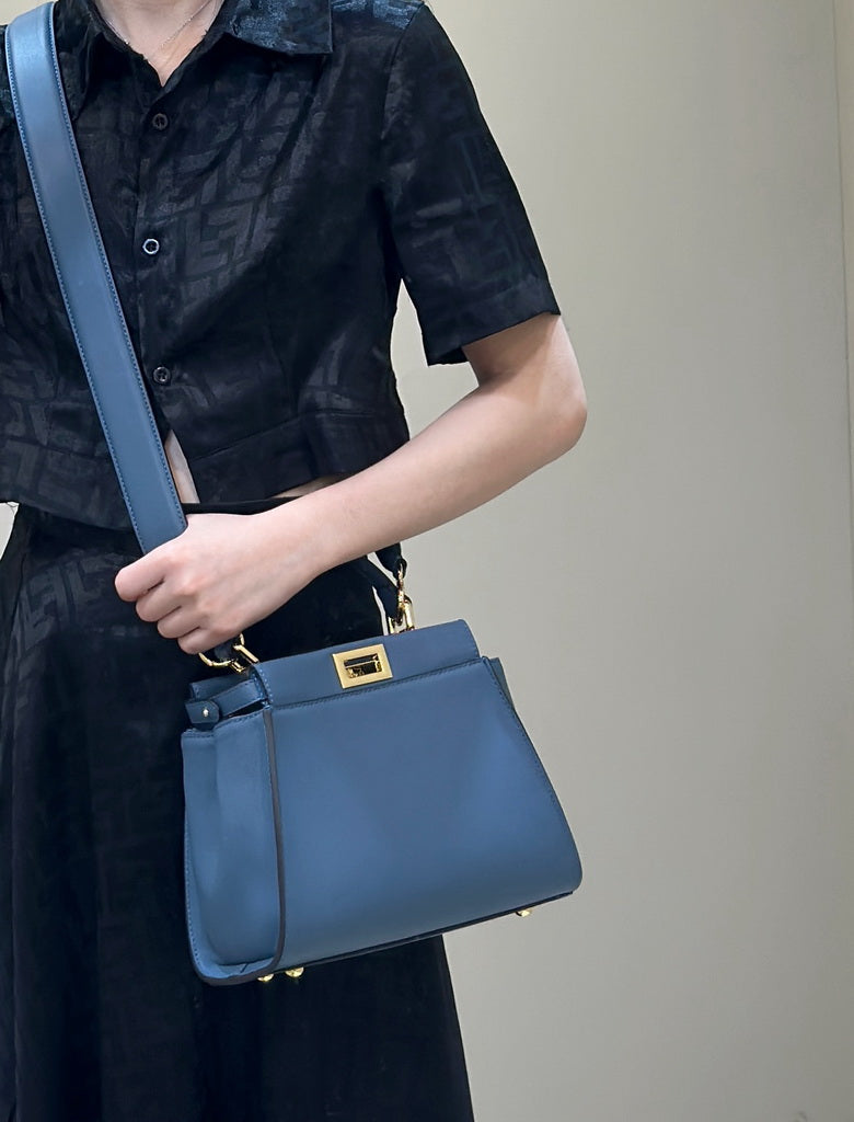 Fendi 8BN244 Peekaboo Mini Blue leather bag 2125CS - Default Title - View 3