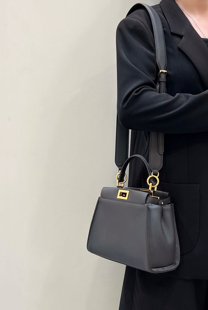 Fendi 8BN244 Peekaboo Mini Dark Gray leather bag 2125CS - Default Title - View 3